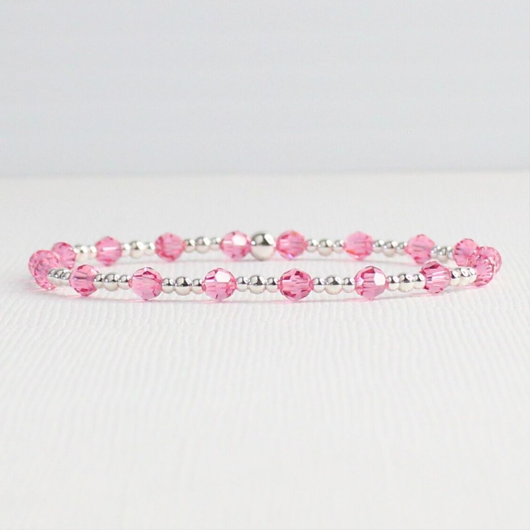October Birthstone Sterling Silver Bracelet Stack – Made with Swarovski Crystal