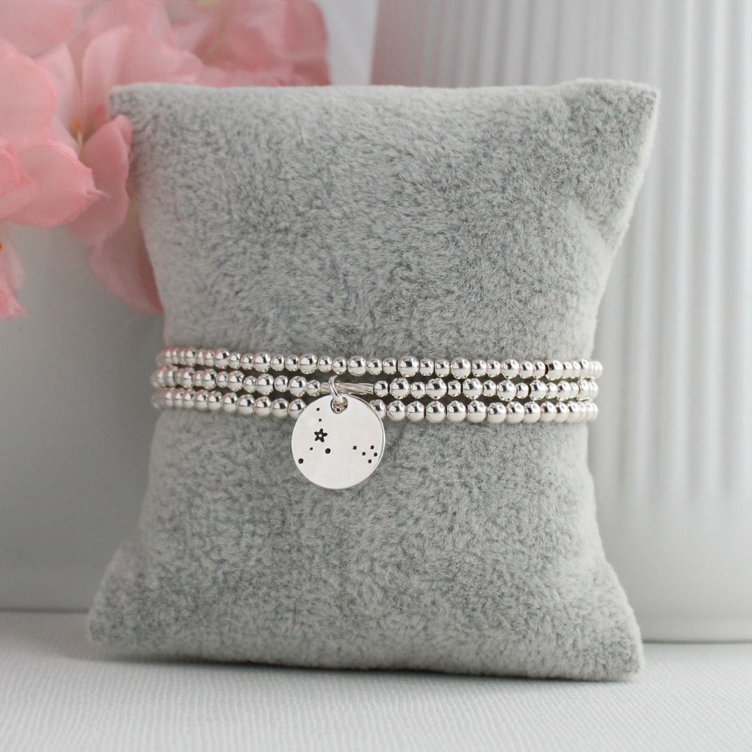 Pisces Constellation Charm Silver Bead Bracelet – Bella Love Drop
