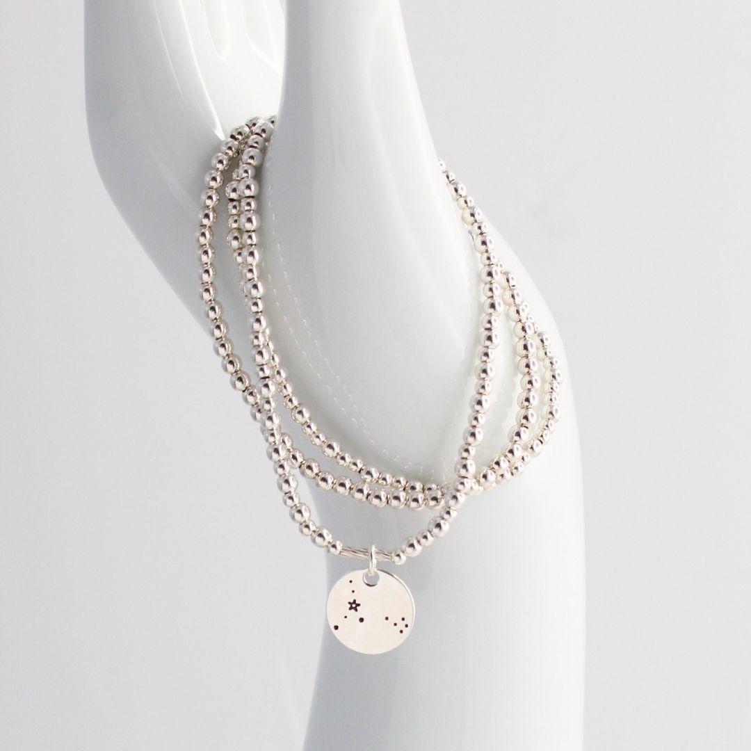 Pisces Constellation Charm Silver Bead Bracelet – Bella Love Drop