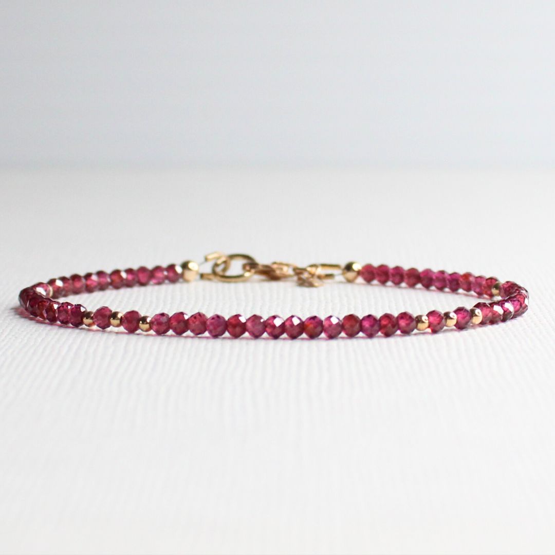 Crimson Bloom Garnet Gemstone Bracelet