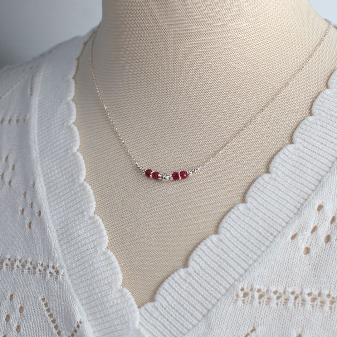 Ruby July Birthstone Sterling Silver Necklace - Passion