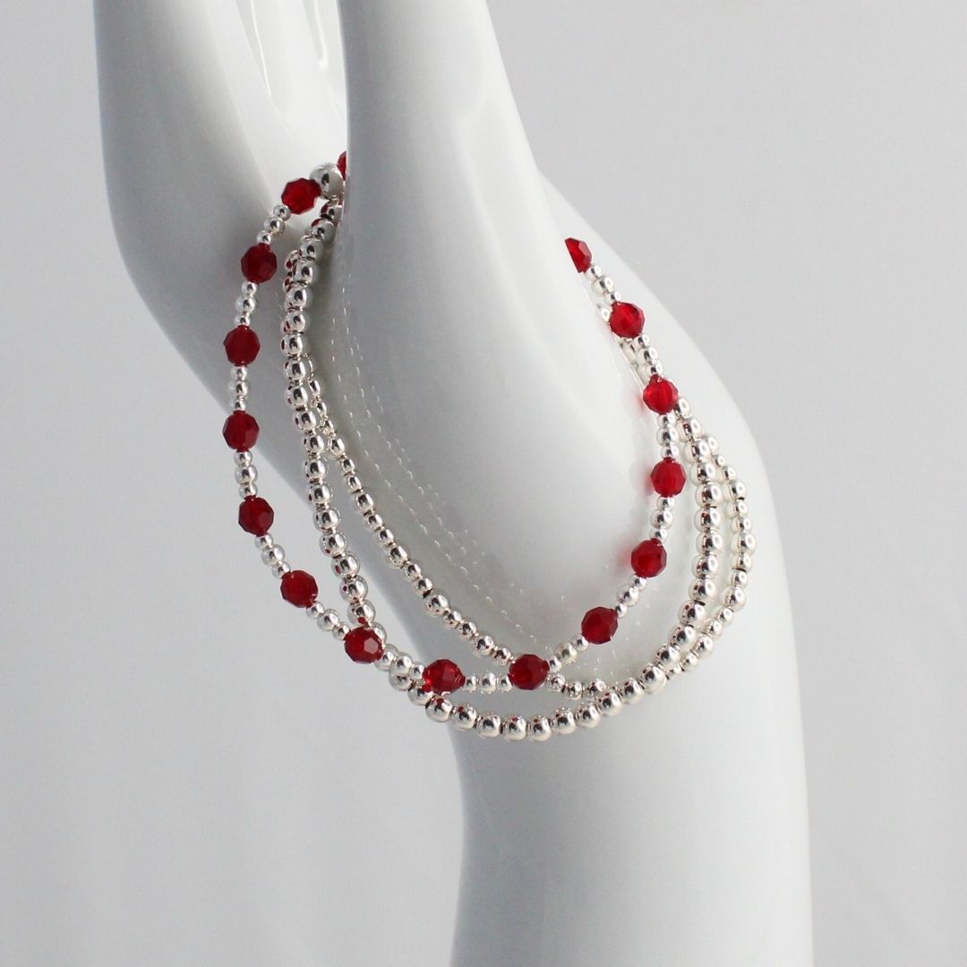 July Birthstone Sterling Silver Bracelet Stack – Made with Swarovski Crystal