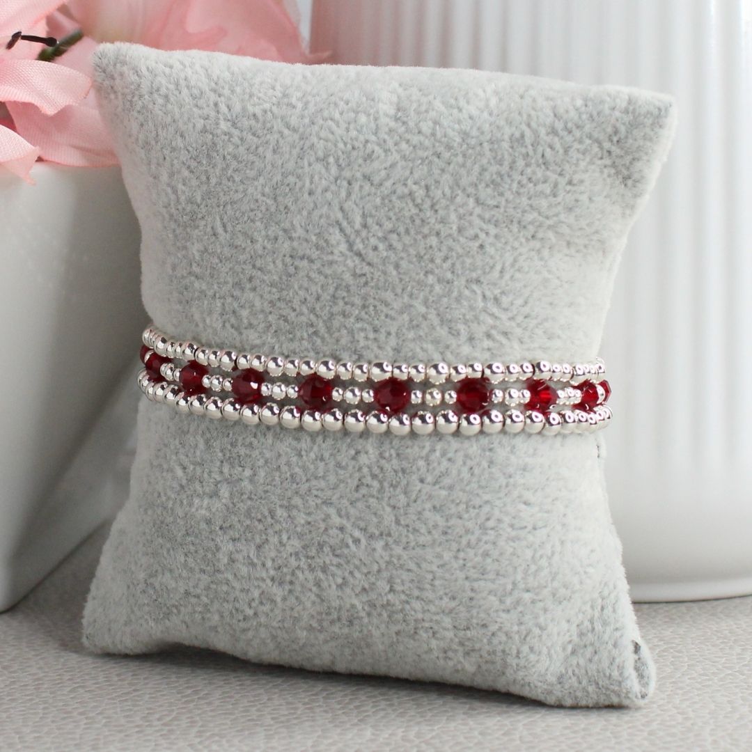 July Birthstone Sterling Silver Bracelet Stack – Made with Swarovski Crystal