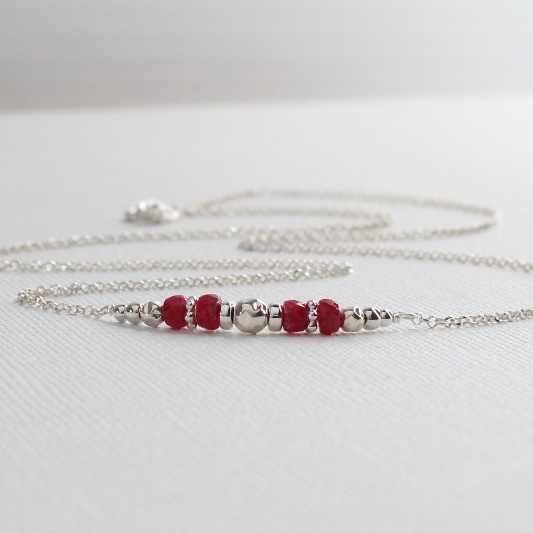 Ruby July Birthstone Sterling Silver Necklace - Passion