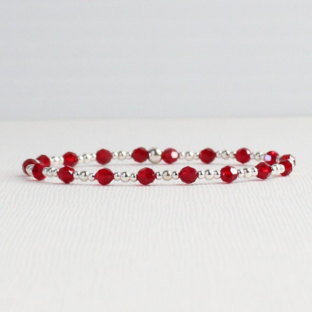 July Birthstone Sterling Silver Bracelet Stack – Made with Swarovski Crystal