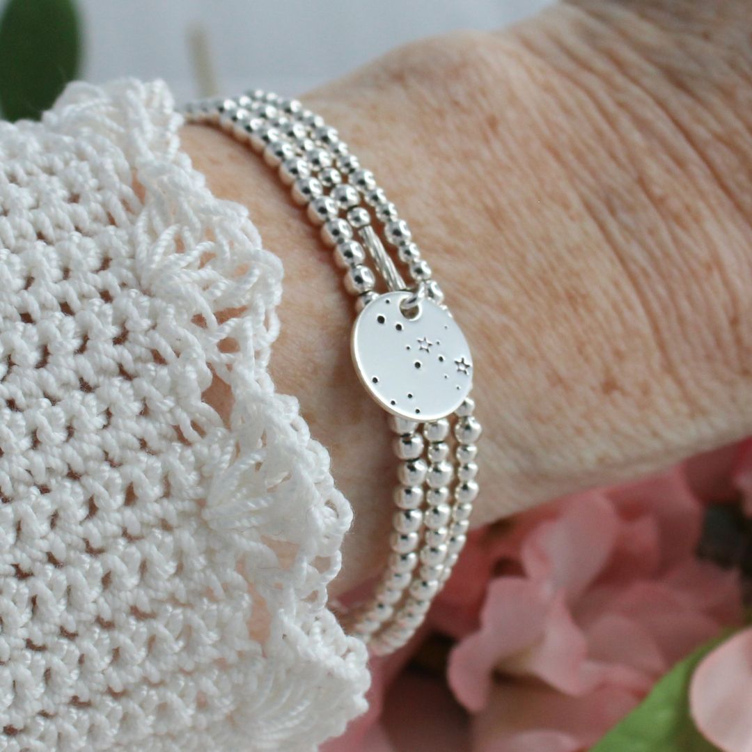 Sagittarius Constellation Charm Silver Bead Bracelet – Bella Love Drop