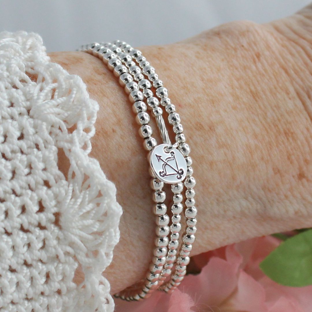 Sagittarius Zodiac Sterling Silver Stacking Bracelet – Mia Love Drop