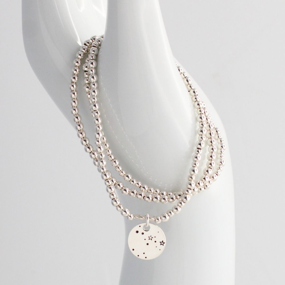 Sagittarius Constellation Charm Silver Bead Bracelet – Bella Love Drop