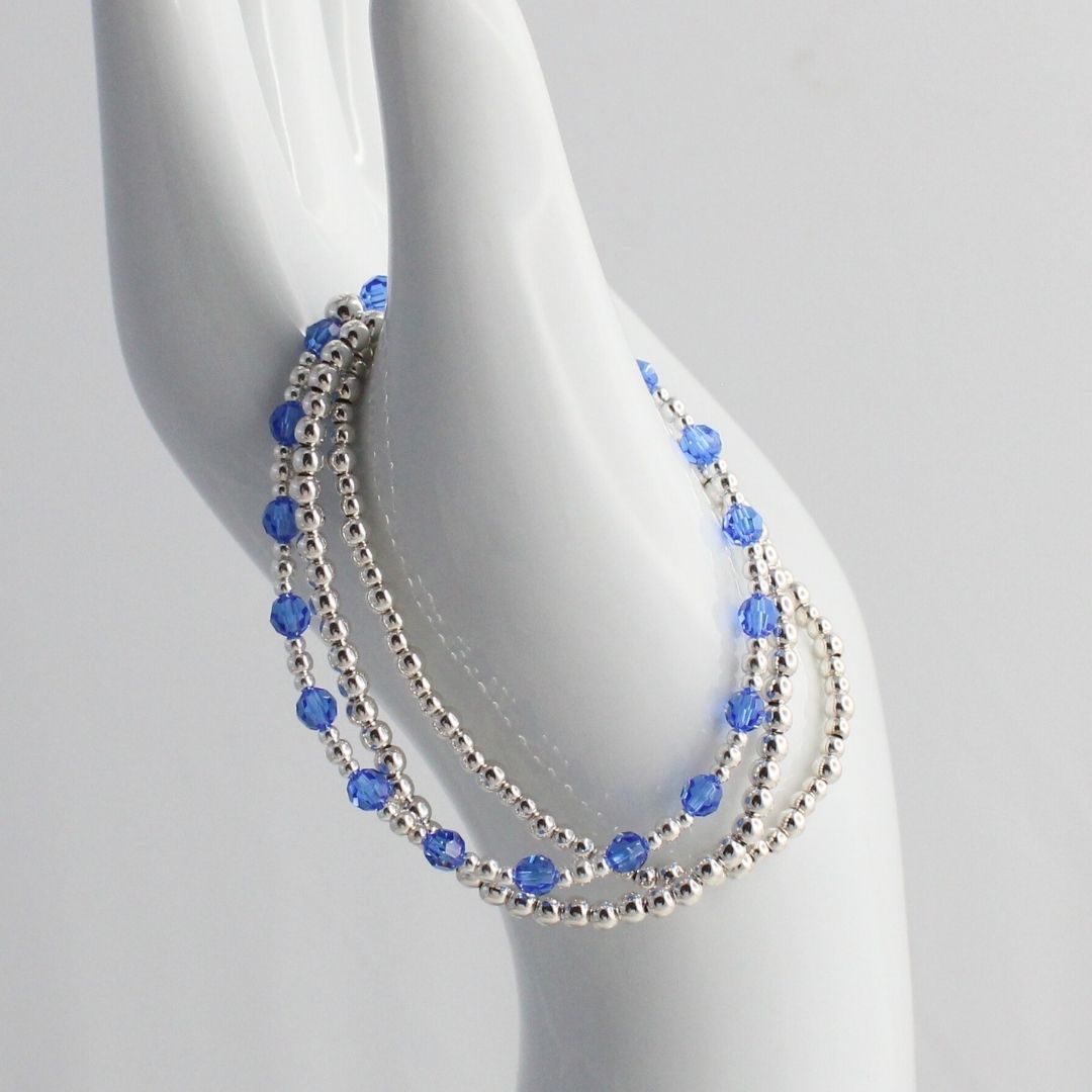 September Birthstone Sterling Silver Bracelet Stack – Made with Swarovski Crystal