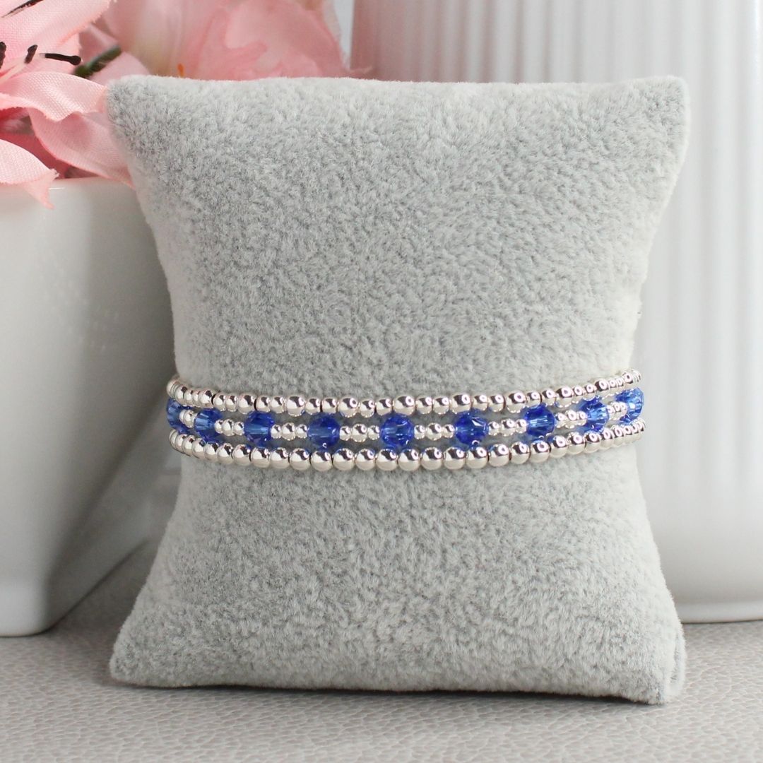 September Birthstone Sterling Silver Bracelet Stack – Made with Swarovski Crystal