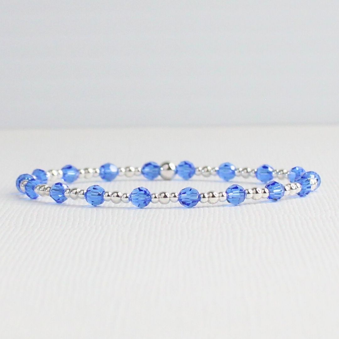 September Birthstone Sterling Silver Bracelet Stack – Made with Swarovski Crystal