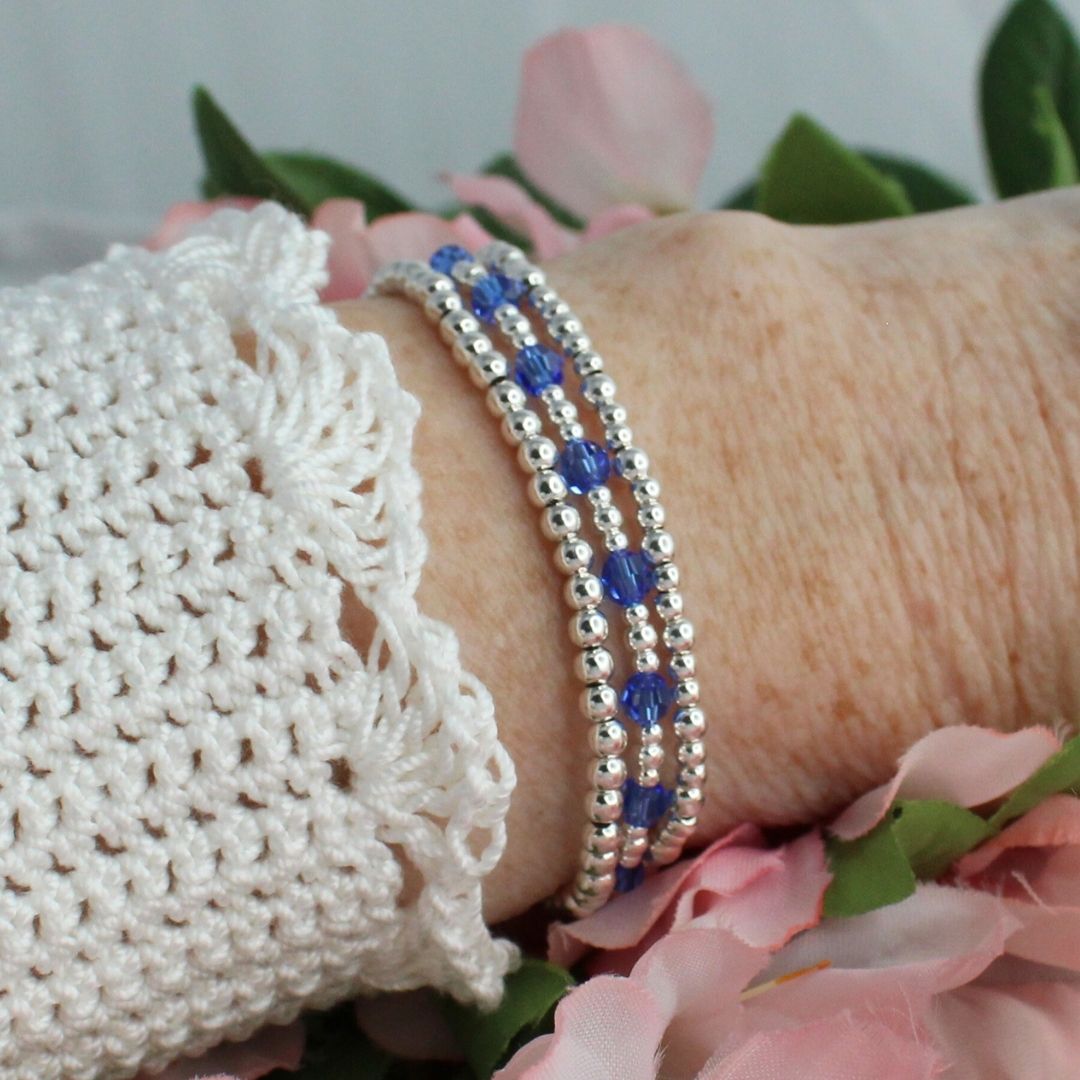 September Birthstone Sterling Silver Bracelet Stack – Made with Swarovski Crystal