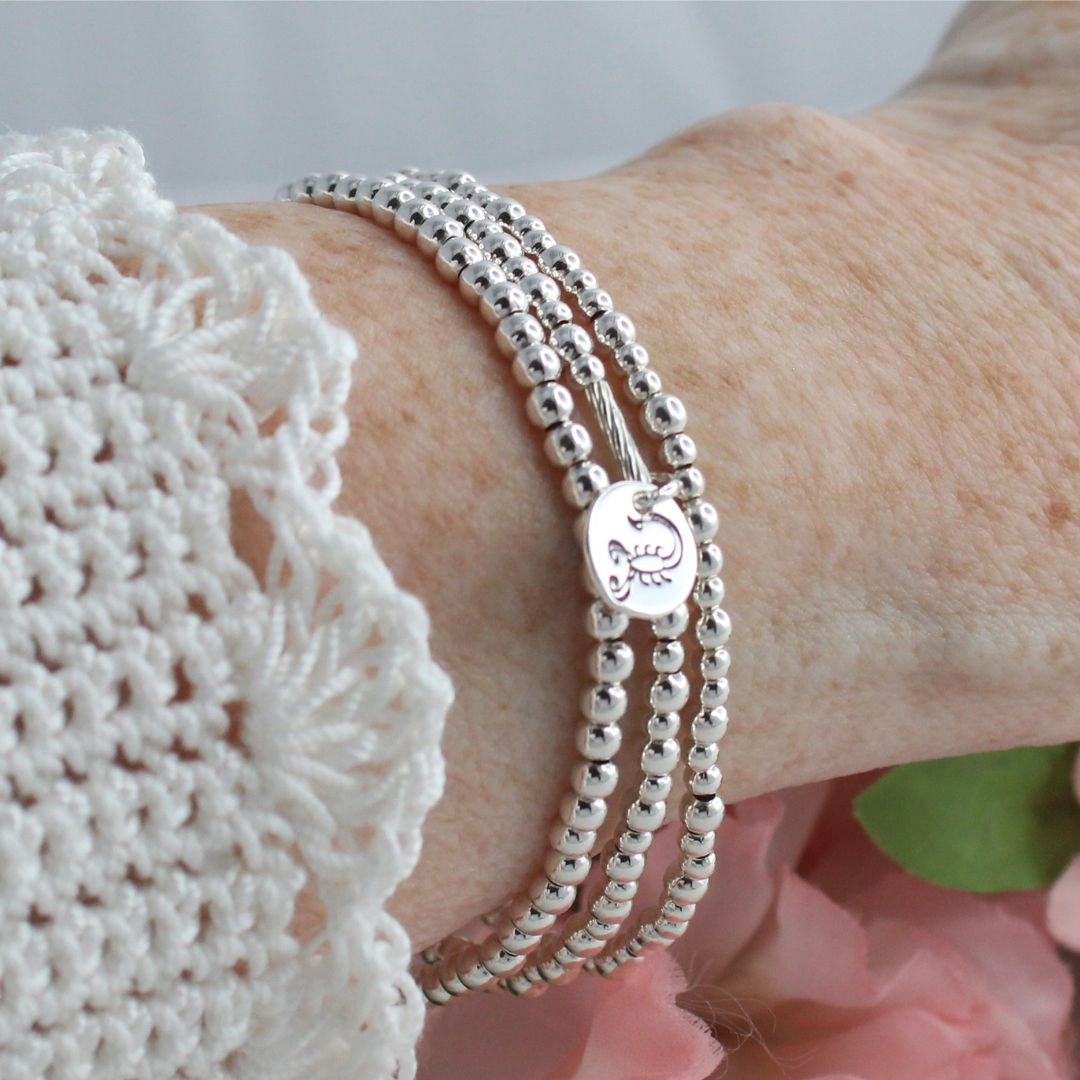 Scorpio Zodiac Sterling Silver Stacking Bracelet – Mia Love Drop