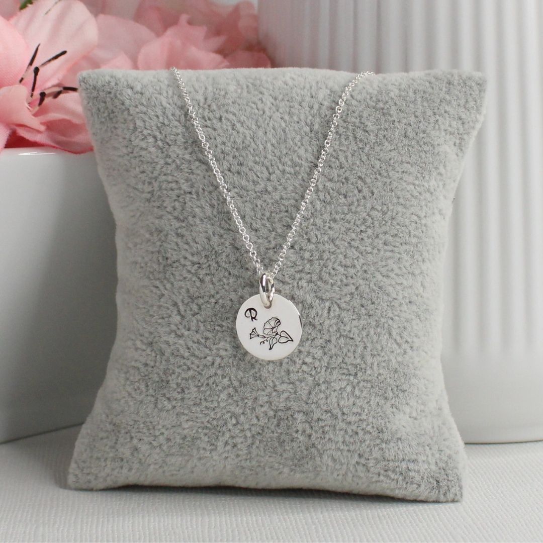 September Birth Flower Pendant Necklace – Morning Glory Bella Love Drop