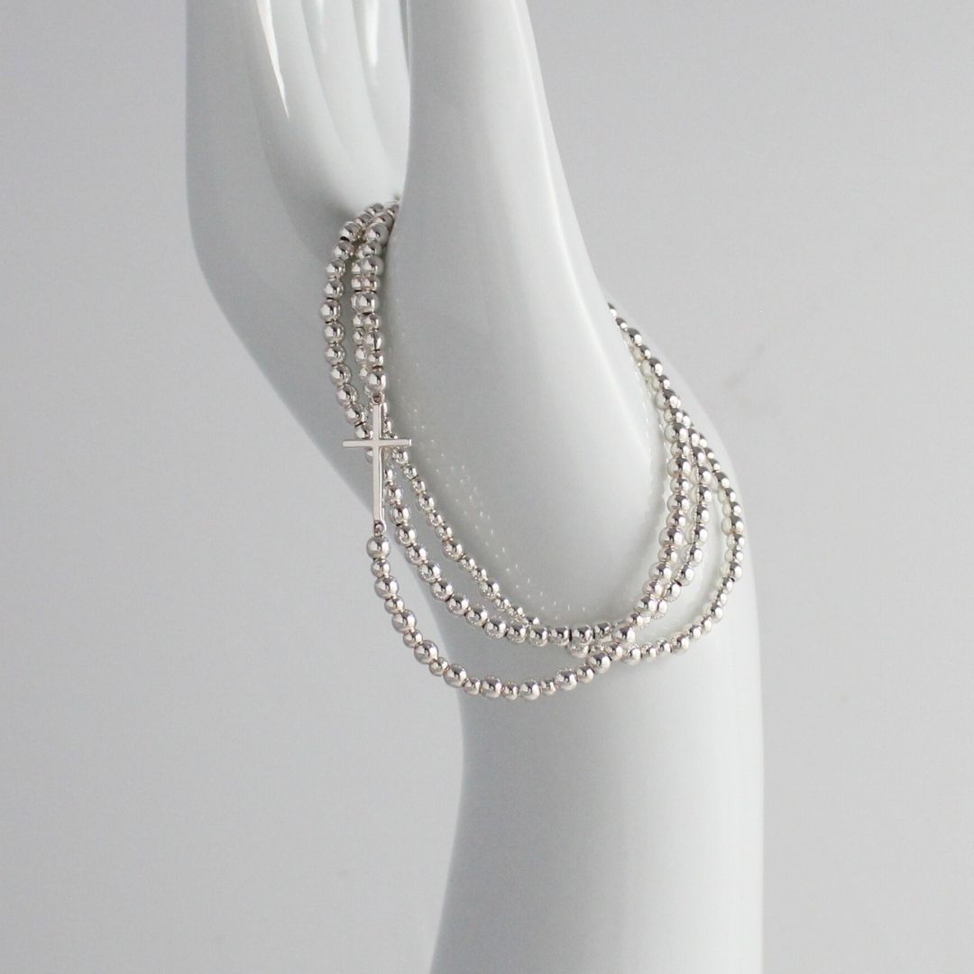Sideway Cross Bead Stacking Bracelet