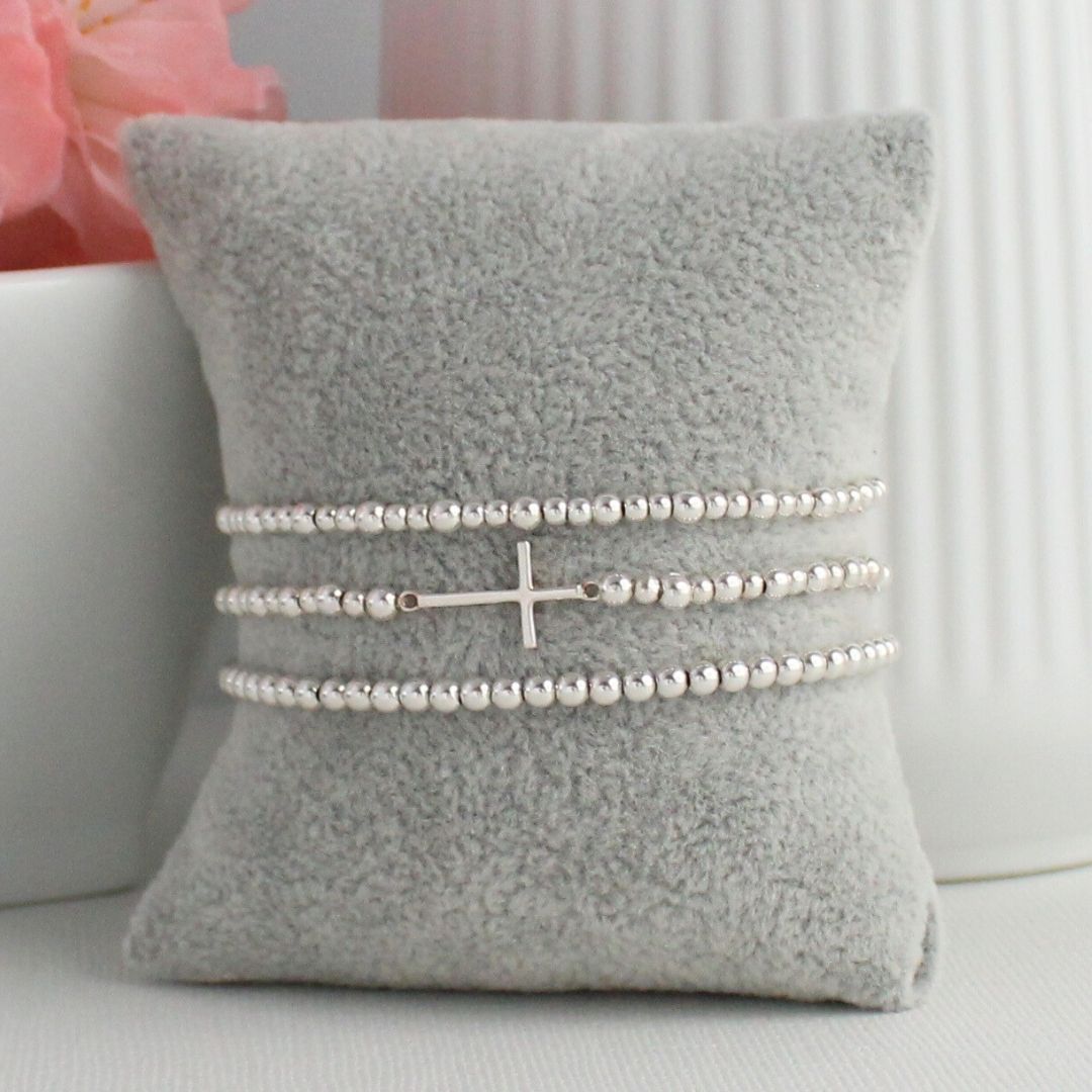 Sideway Cross Bead Stacking Bracelet
