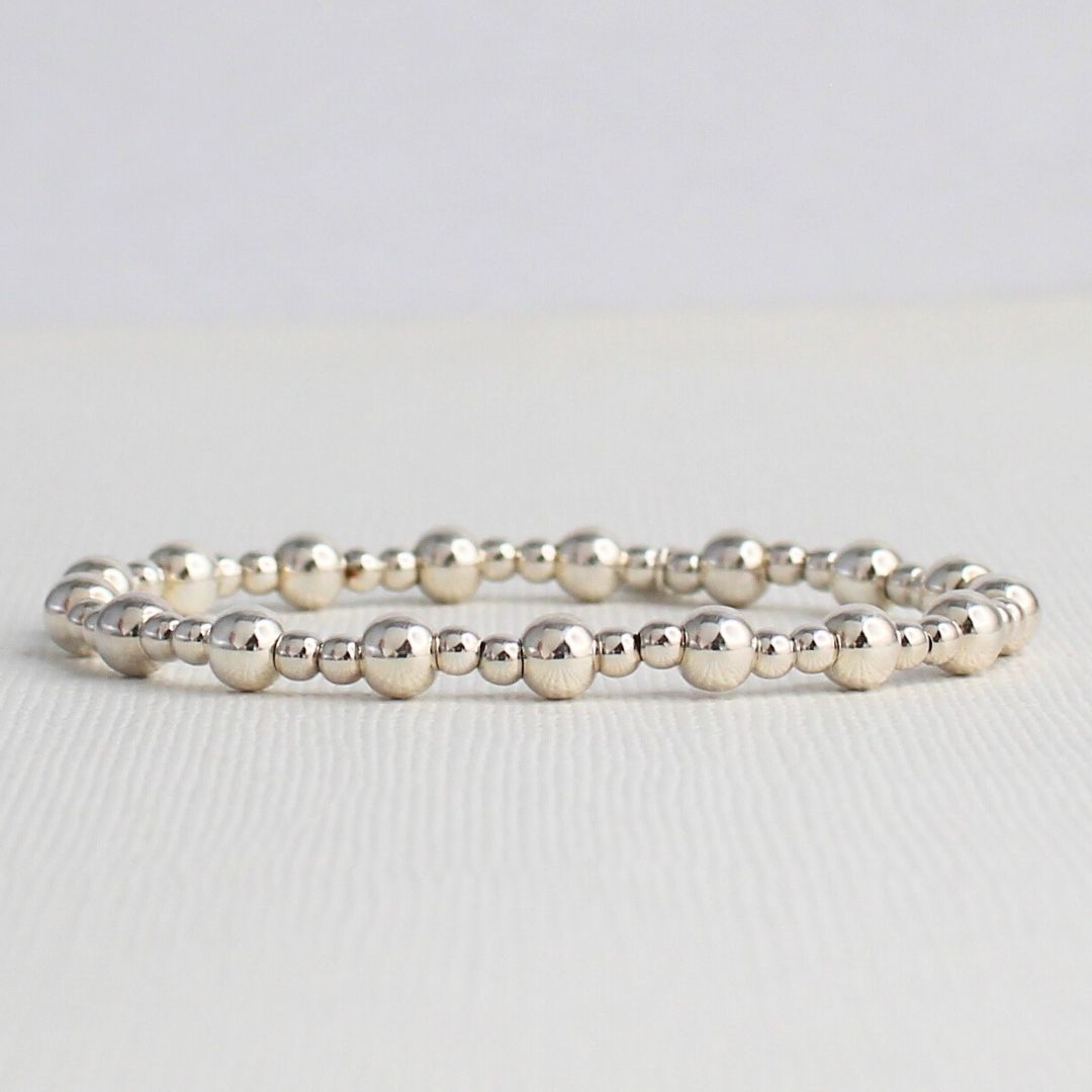 Sterling Silver Bead Stacking Bracelet - 3mm, 4mm, 6mm - Salerno