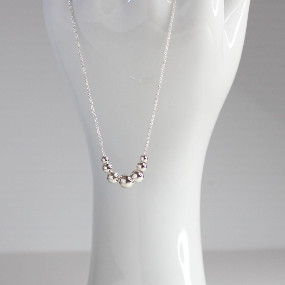 Graduated Bead Sterling Silver Bead Necklace - Sophia