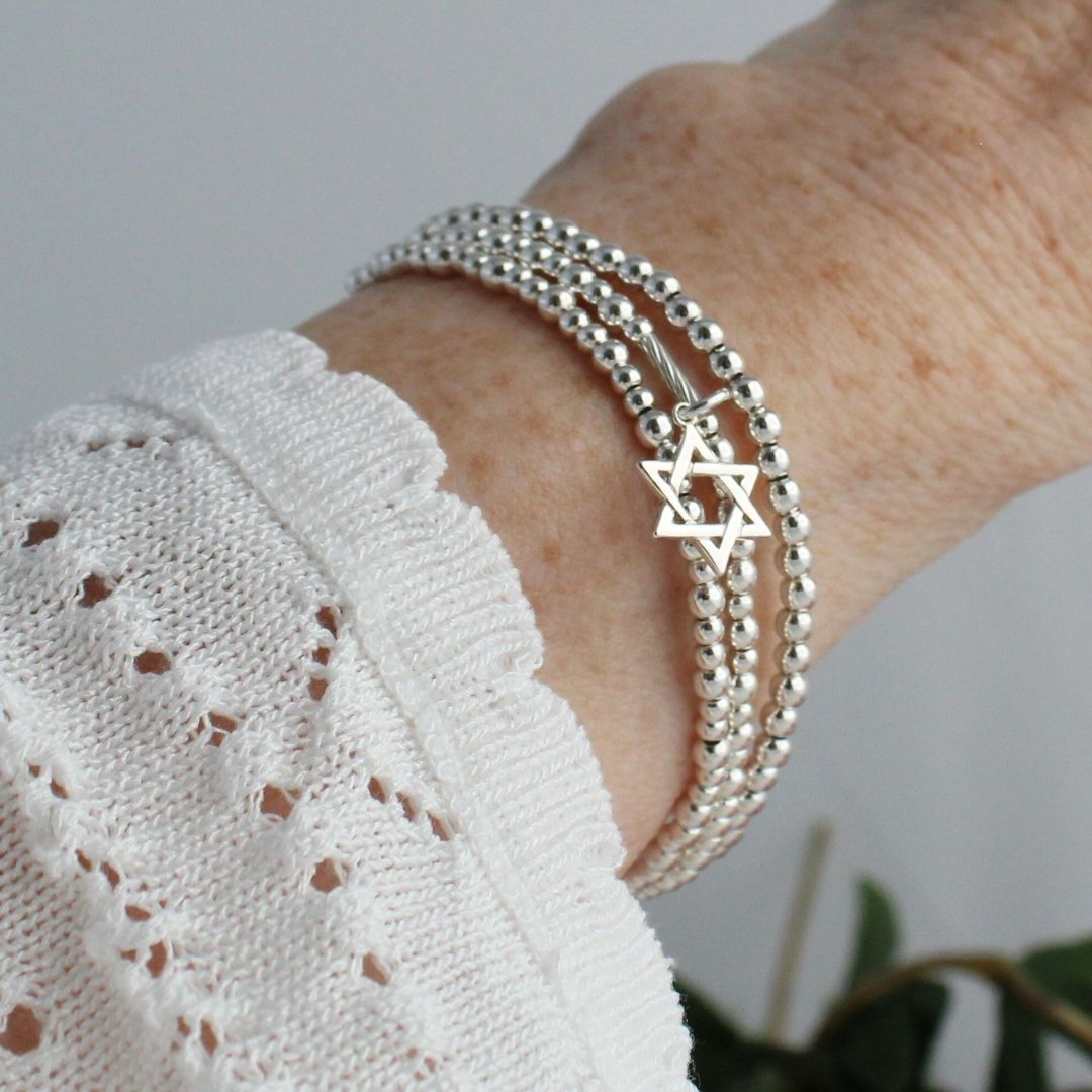 Star of David Charm Beaded Stacking Bracelet