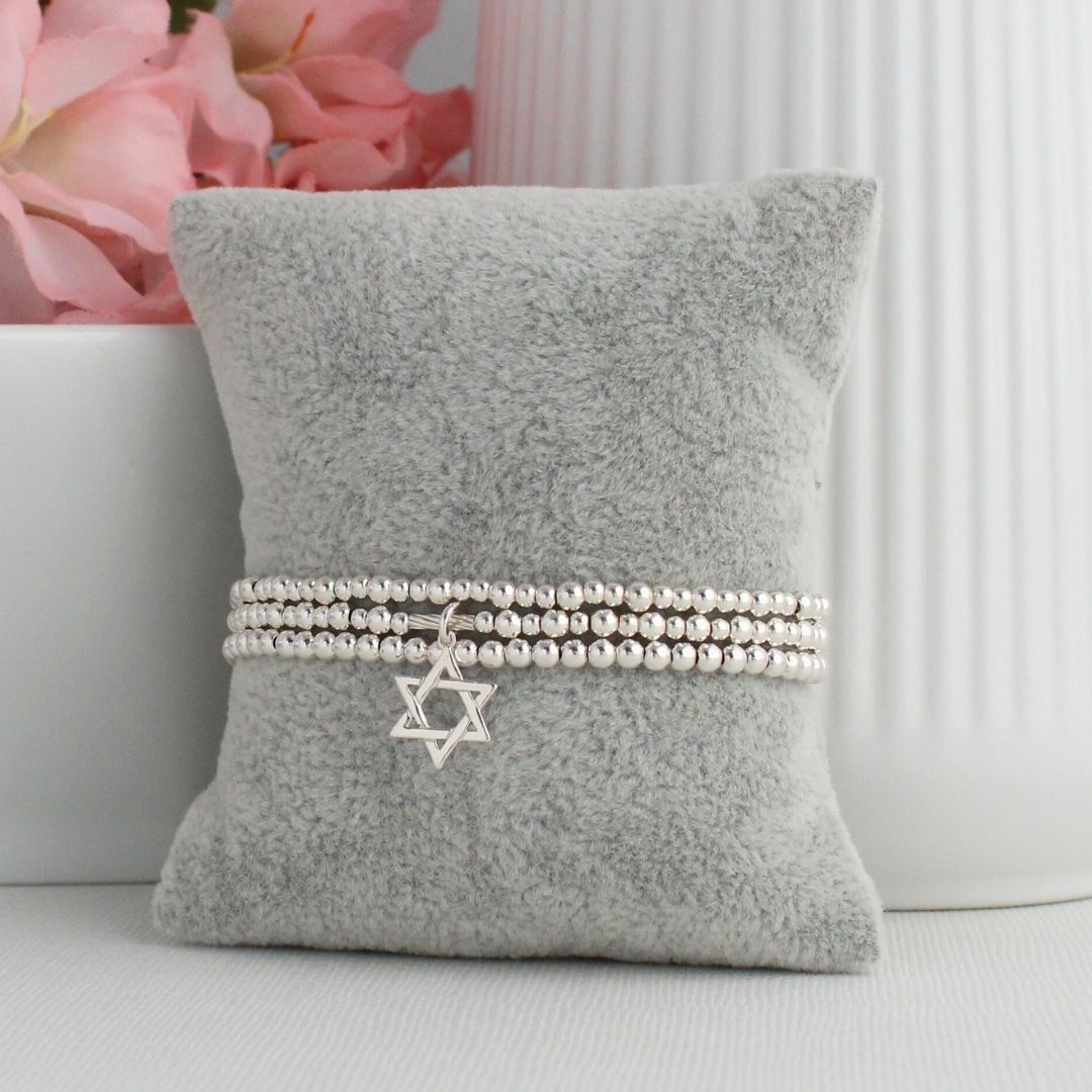 Star of David Charm Beaded Stacking Bracelet