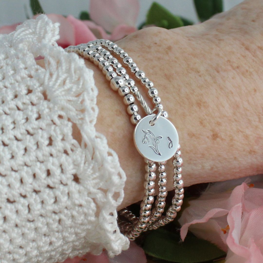 January Birth Flower Bracelet – Snow Drop Bella Love Drop