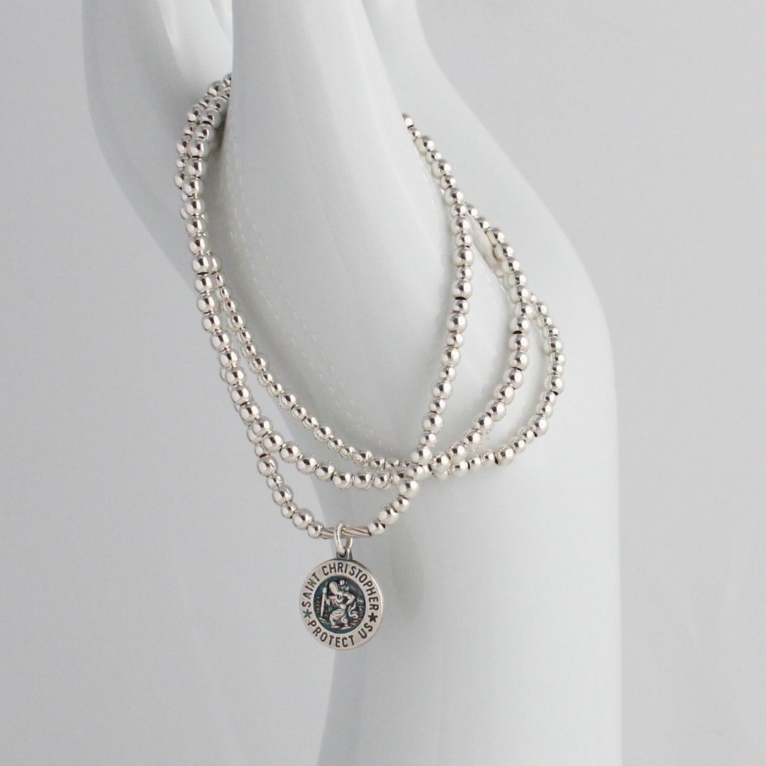 St. Christopher Medal Beaded Stacking Bracelet