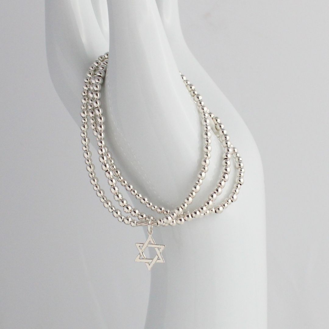 Star of David Charm Beaded Stacking Bracelet