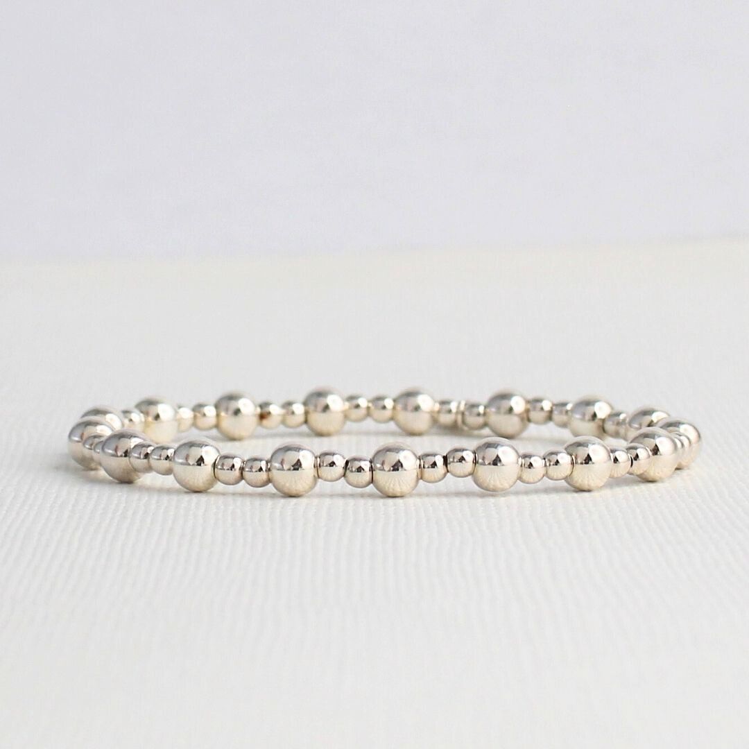Sterling Silver Bead Stacking Bracelet - 3mm, 5mm - Lucca