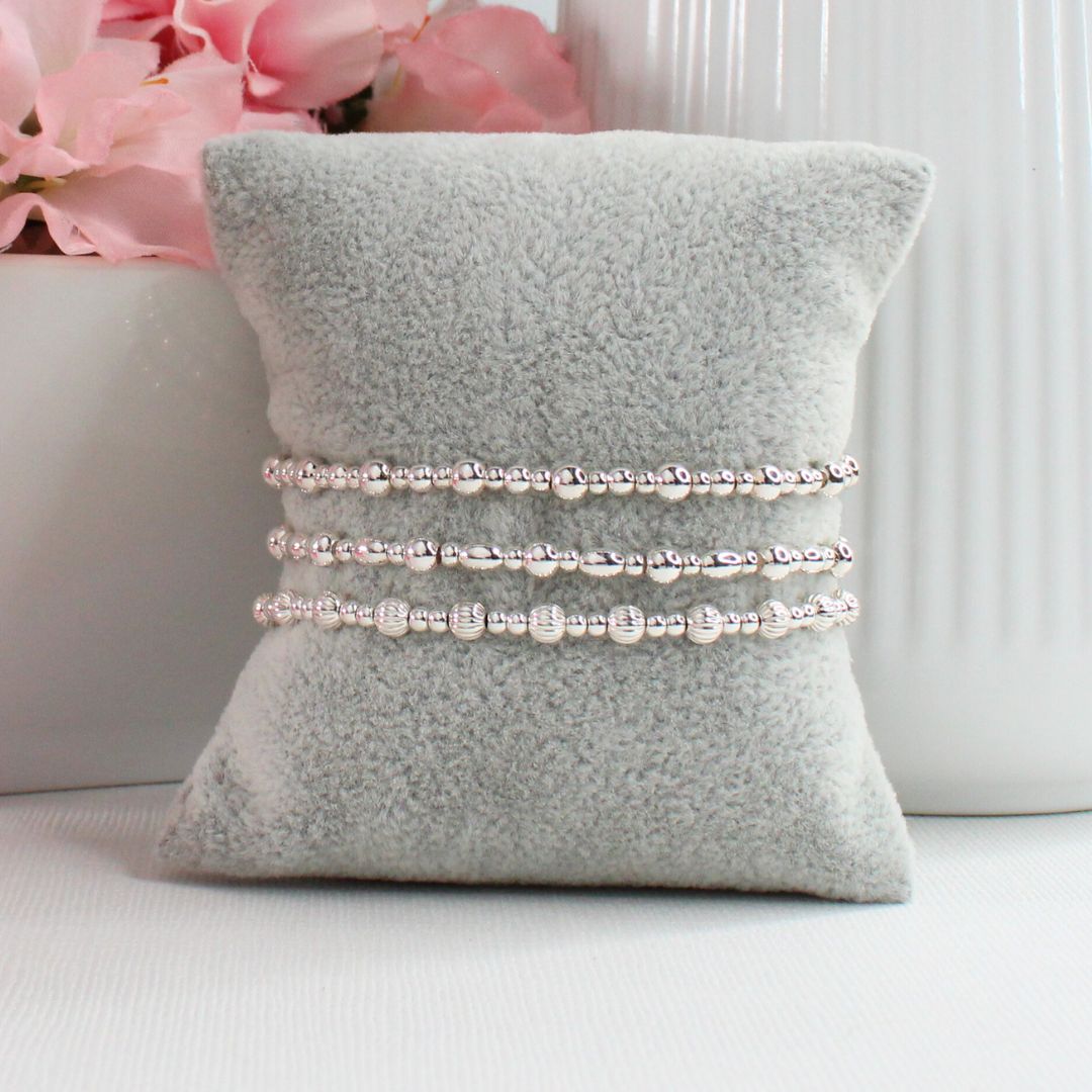 Silver Beaded Bracelet Stack – Silver Muse - Lila, Lucy, Vivienne