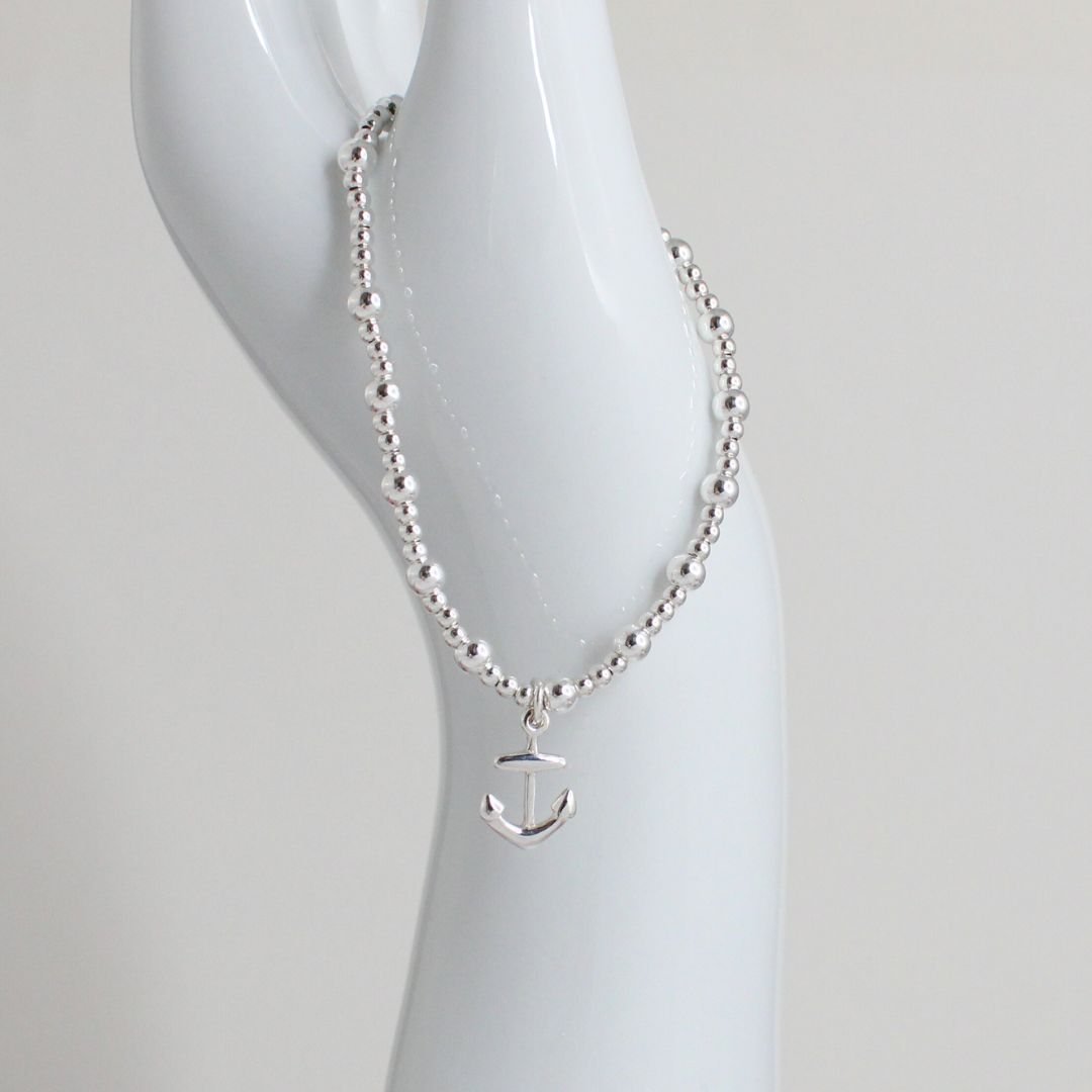 Anchor Charm Beaded Stacking Bracelet - Juliet
