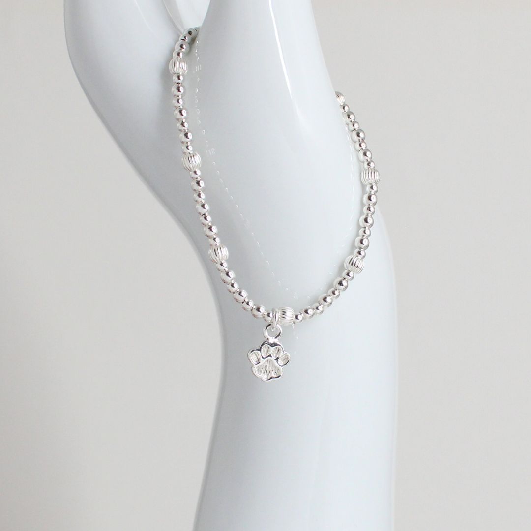 Dog Paw Charm Beaded Stacking Bracelet - Sophie