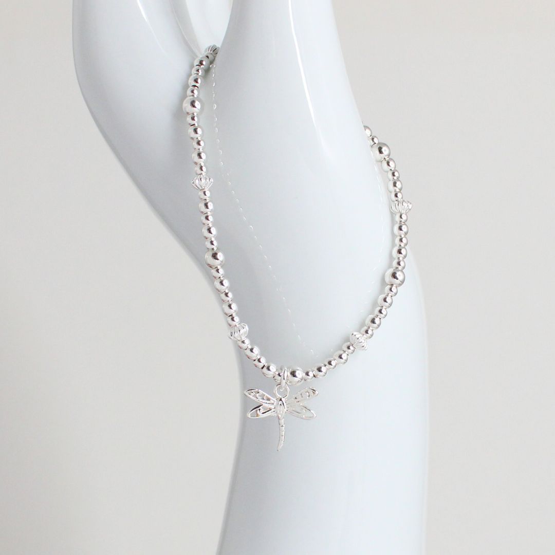 Dragonfly Charm Beaded Stacking Bracelet - Natalie
