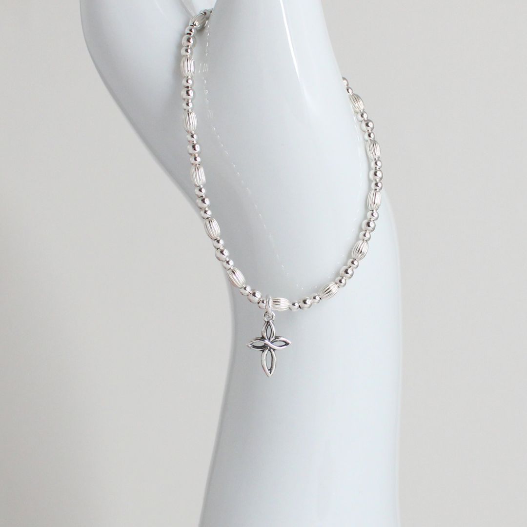 Fancy Cross Charm Beaded Stacking Bracelet - Naomie