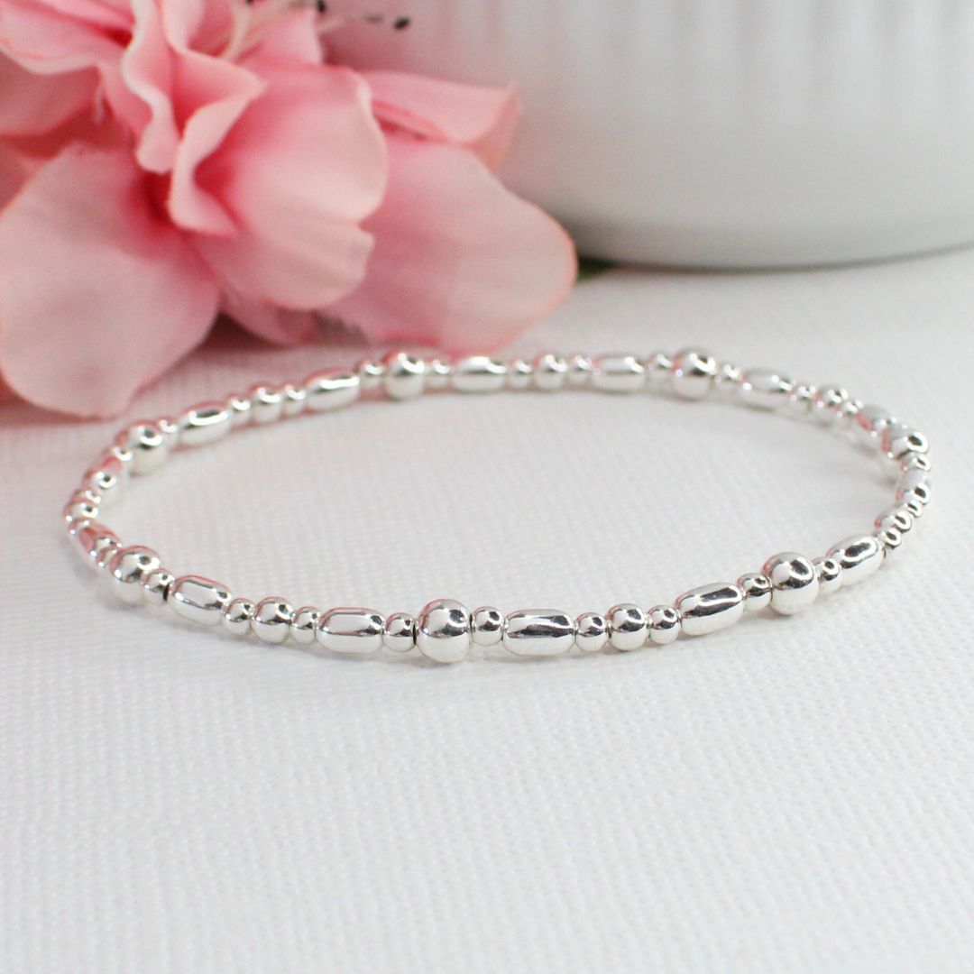 Sterling Silver Beaded Bracelet – Amelia | Iconic Collection
