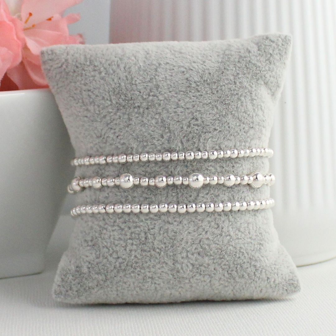 Sterling Silver Bead Stacking Bracelet - 2.5mm, 3mm, 4mm, 5mm - Verona