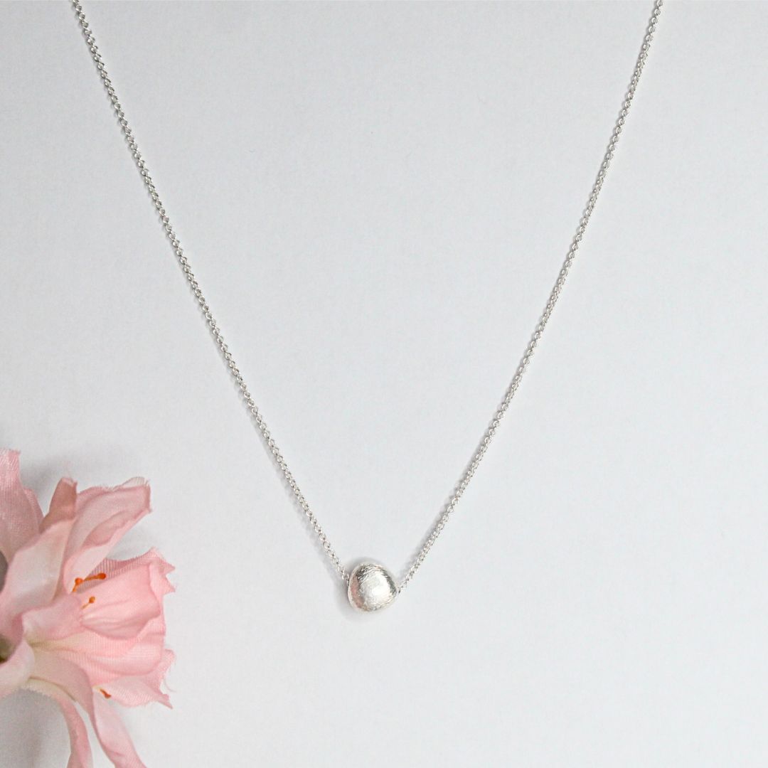 Brushed Solitaire Bead Necklace Sterling Silver - Leah