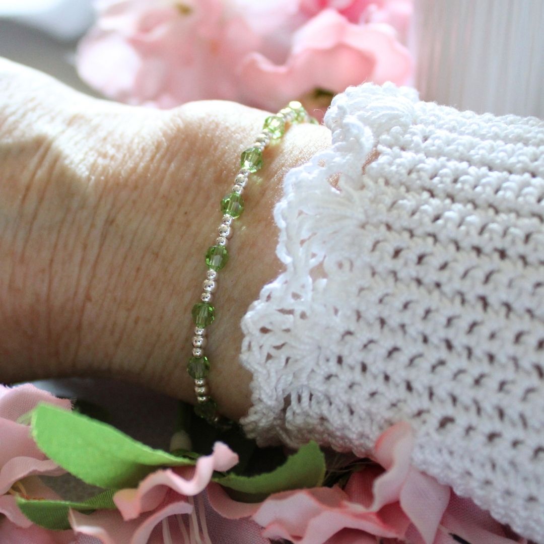August Birthstone Sterling Silver Bracelet Stack – Made with Swarovski Crystal