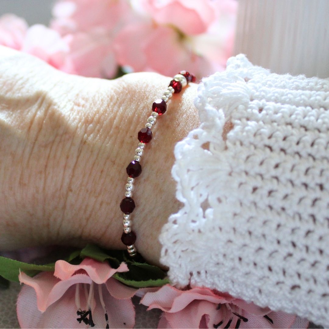 January Birthstone Sterling Silver Bracelet Stack – Made with Swarovski Crystal