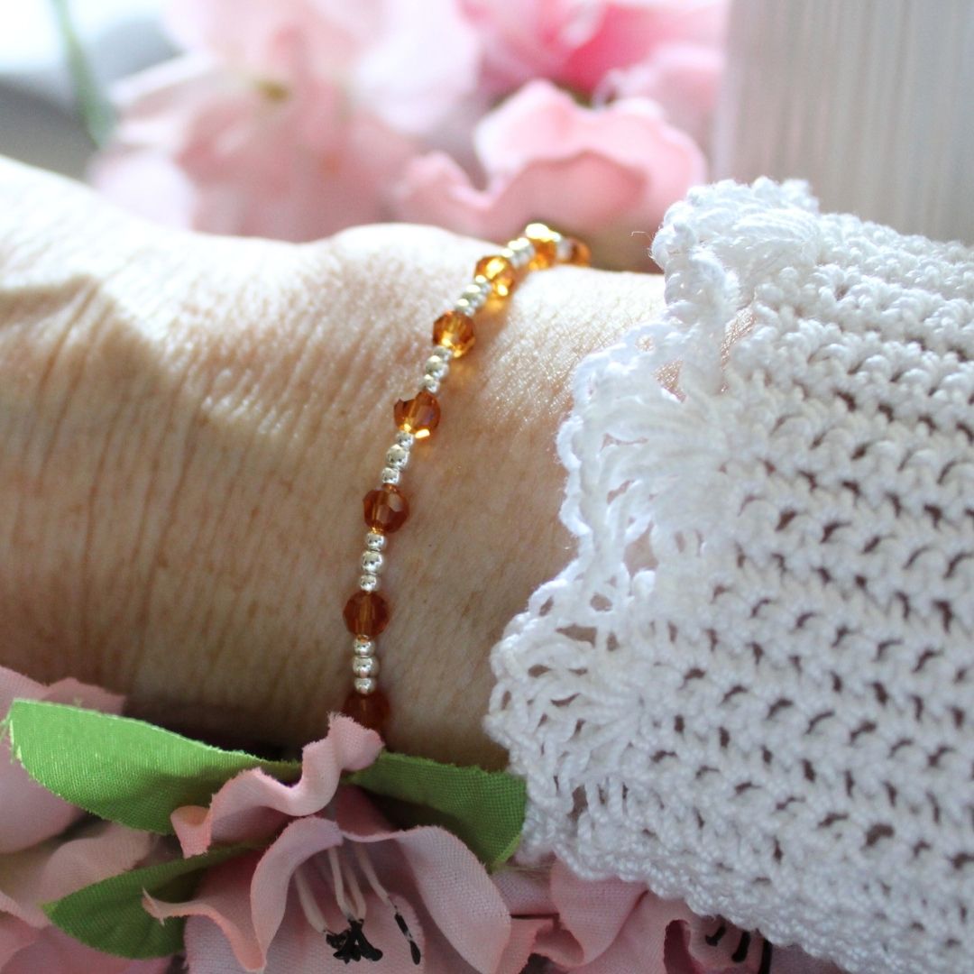 November Birthstone Sterling Silver Bracelet Stack – Made with Swarovski Crystal