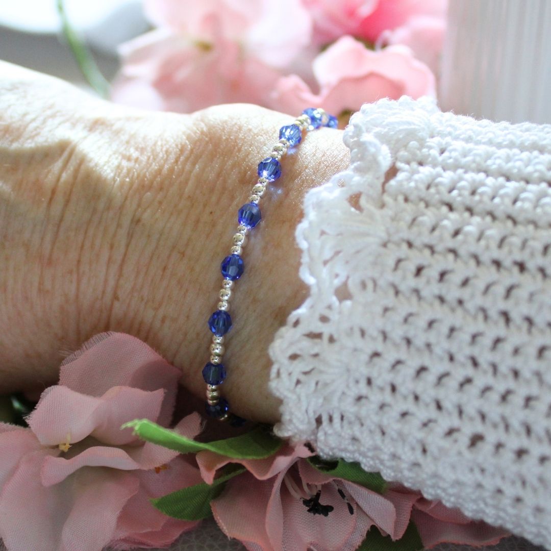 September Birthstone Sterling Silver Bracelet Stack – Made with Swarovski Crystal