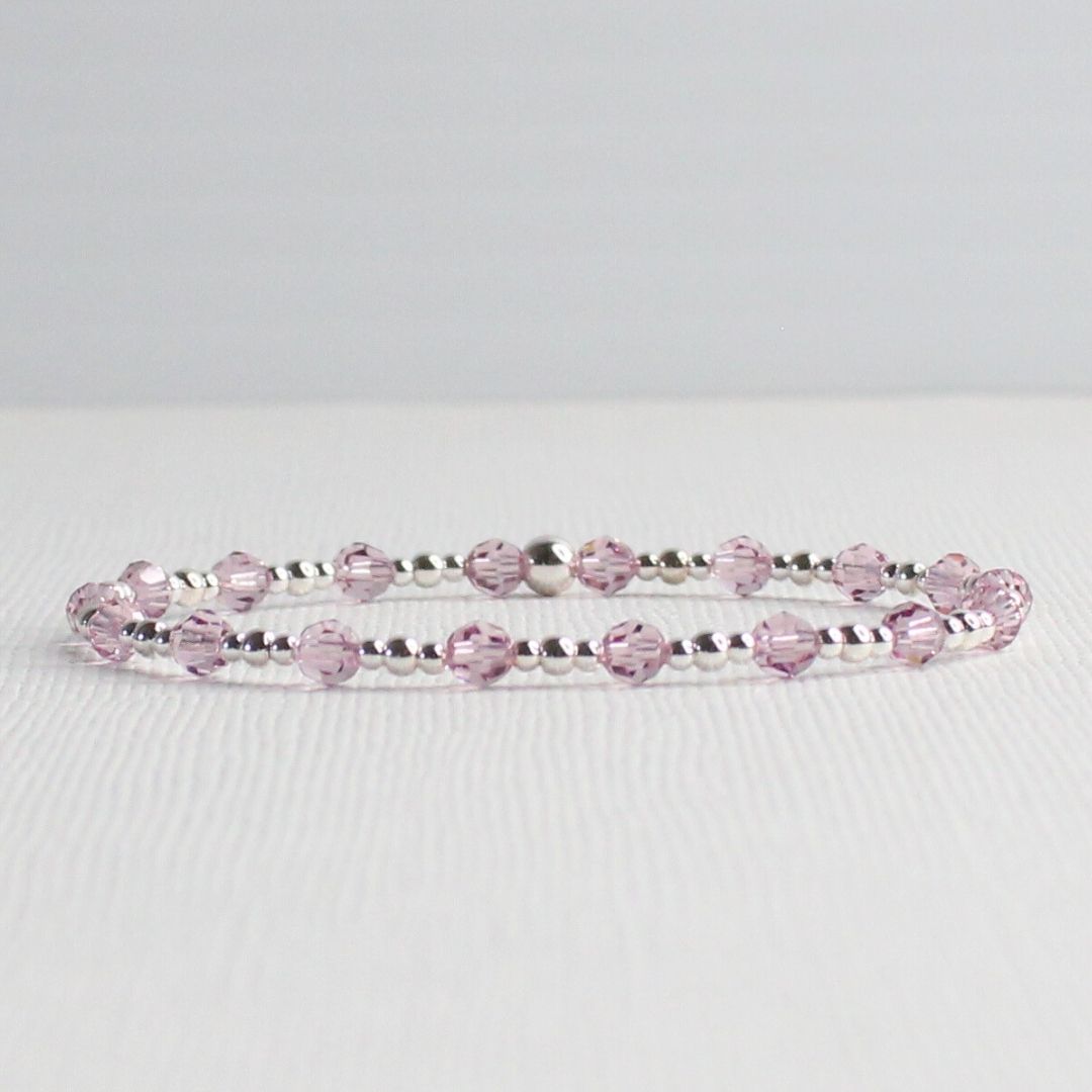 June Birthstone Sterling Silver Bracelet Stack – Made with Swarovski Crystal