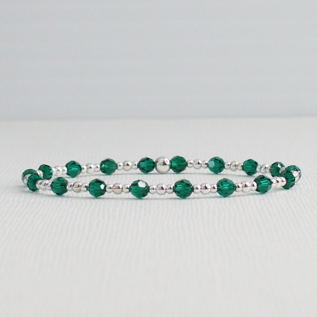 May Birthstone Sterling Silver Bracelet Stack – Made with Swarovski Crystal