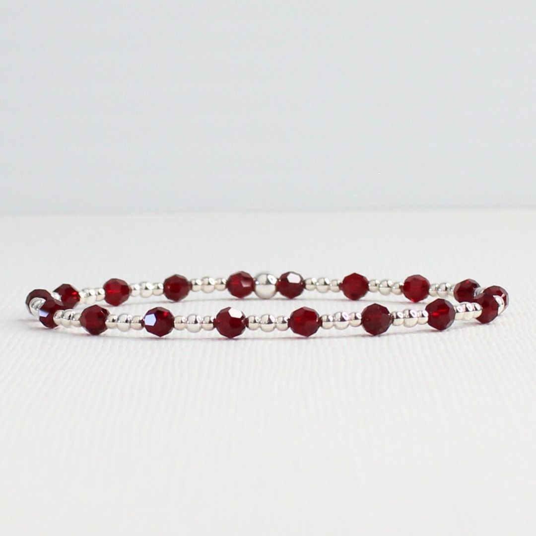 January Birthstone Sterling Silver Bracelet Stack – Made with Swarovski Crystal