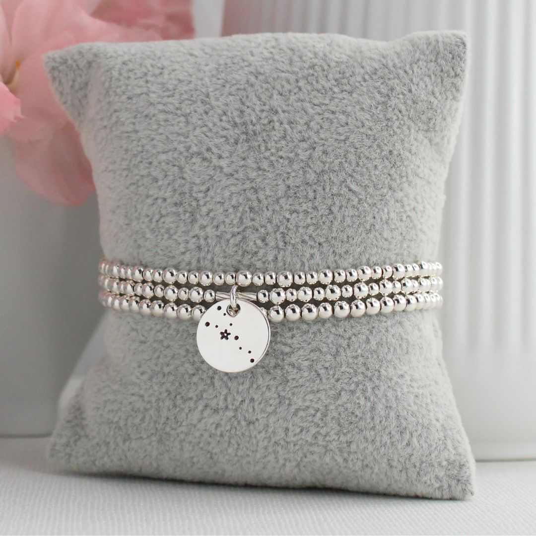 Taurus Constellation Charm Silver Bead Bracelet – Bella Love Drop