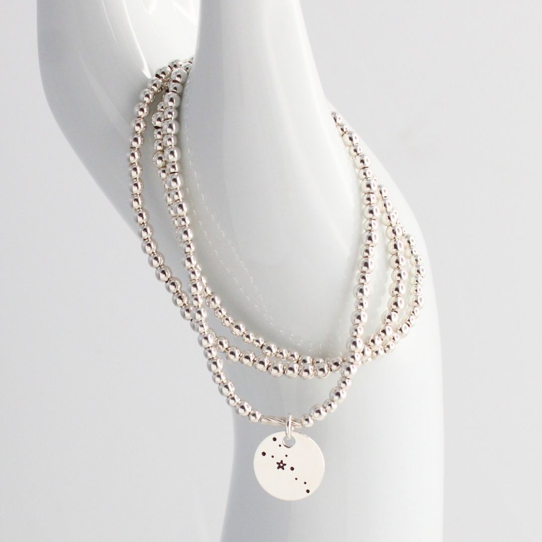 Taurus Constellation Charm Silver Bead Bracelet – Bella Love Drop