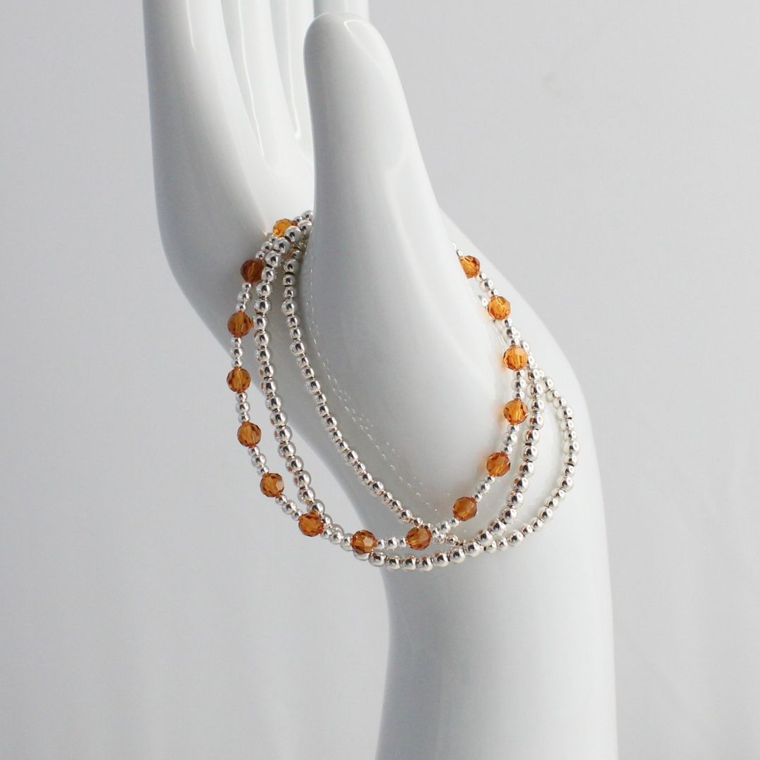 November Birthstone Sterling Silver Bracelet Stack – Made with Swarovski Crystal