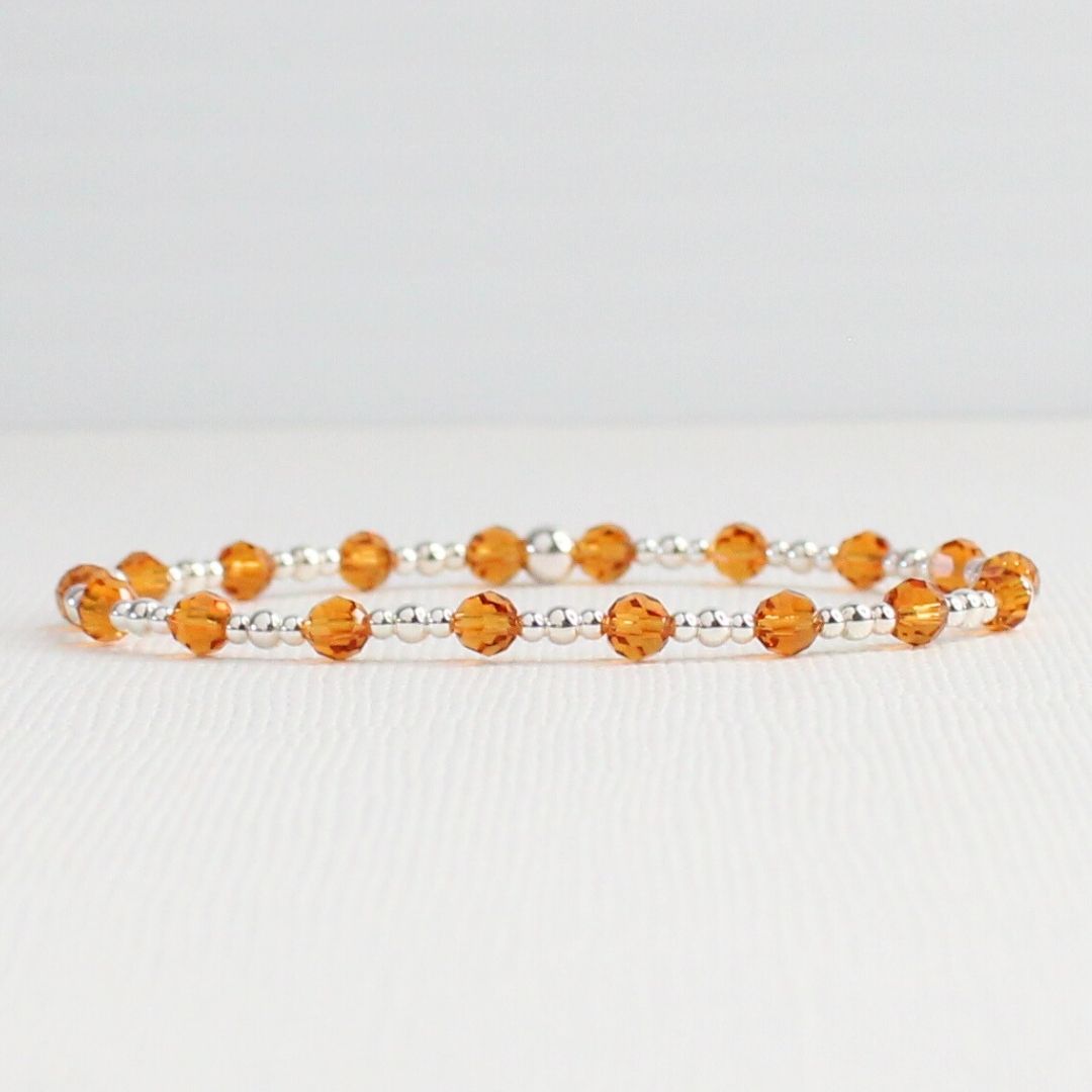 November Birthstone Sterling Silver Bracelet Stack – Made with Swarovski Crystal
