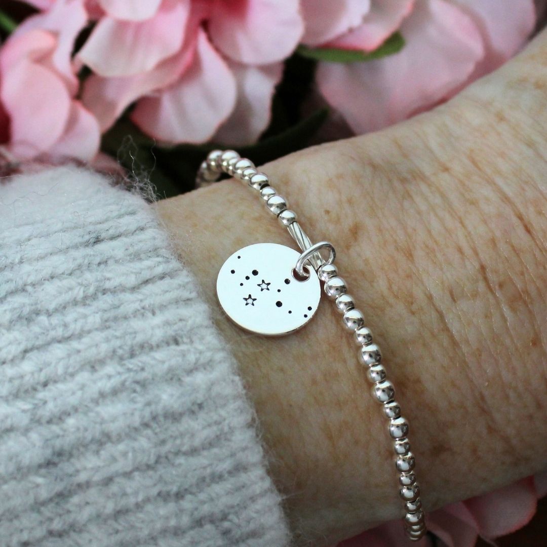 Virgo Constellation Charm Silver Bead Bracelet – Bella Love Drop