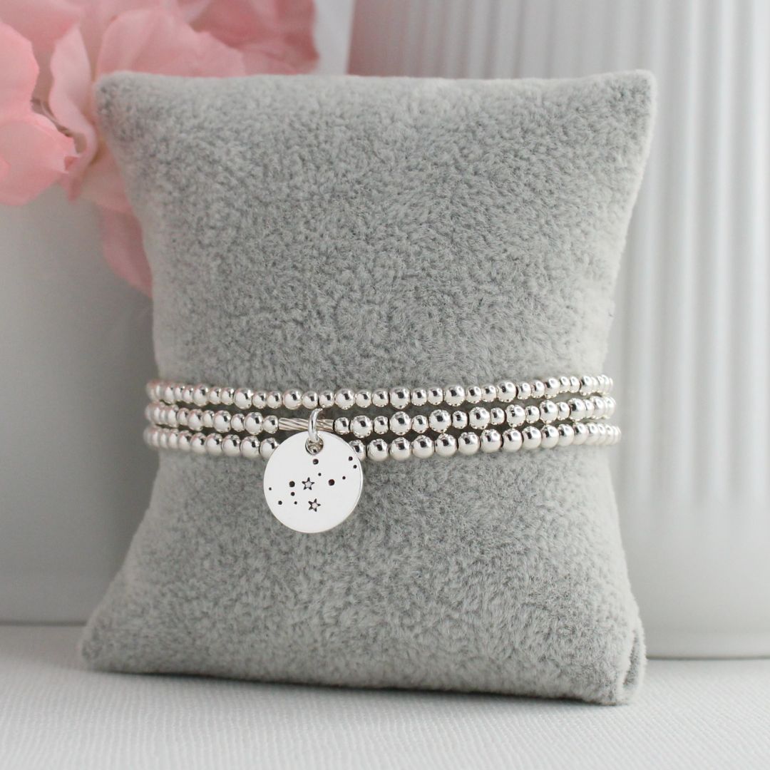 Virgo Constellation Charm Silver Bead Bracelet – Bella Love Drop
