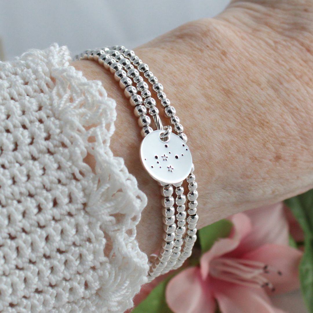 Virgo Constellation Charm Silver Bead Bracelet – Bella Love Drop